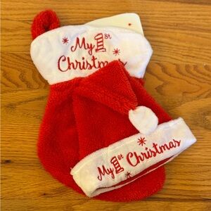 Baby My First Christmas Hat and Stocking Set NEW